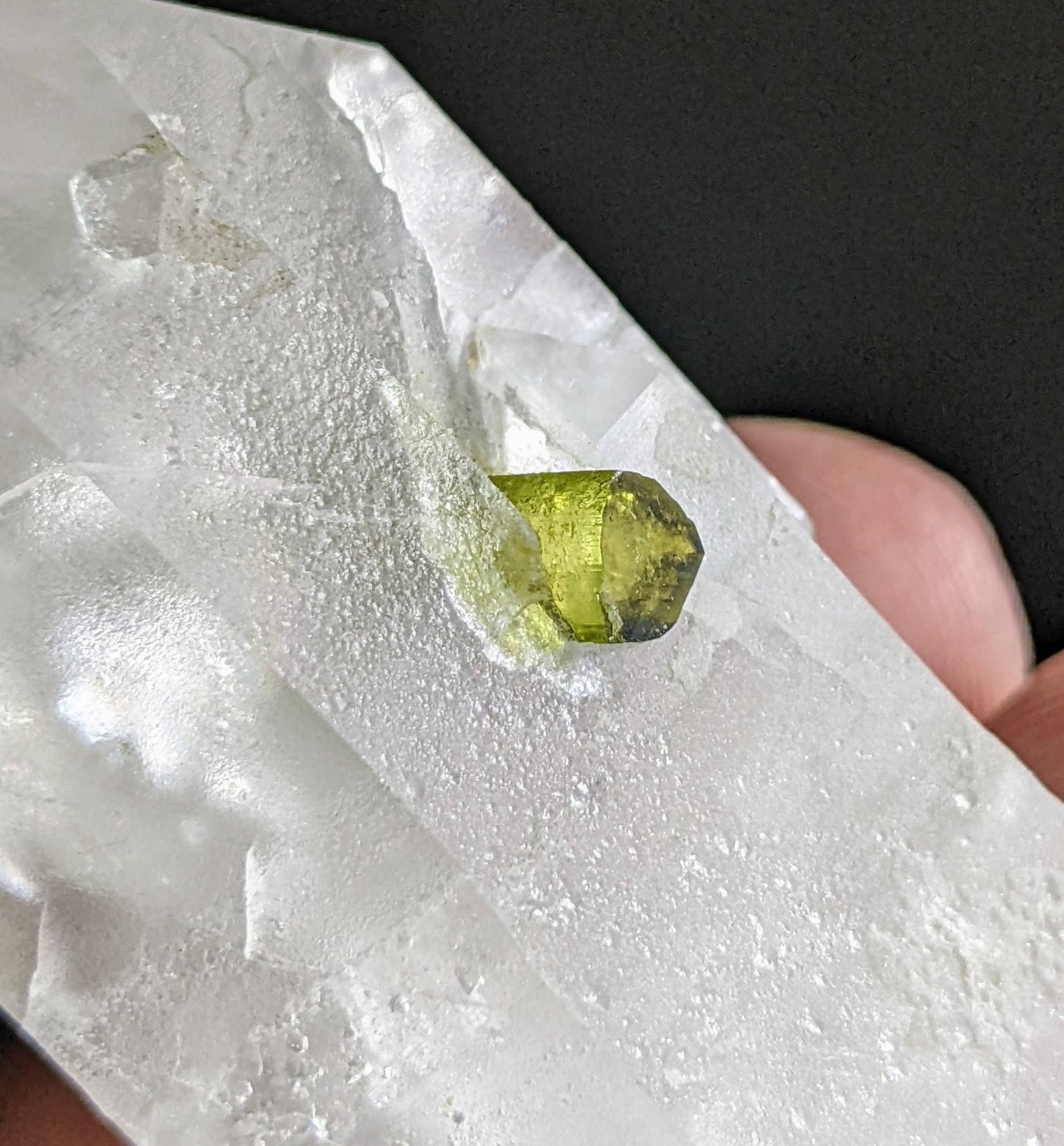 ARSAA GEMS AND MINERALSTerminated quartz crystal with green on matrix tourmaline crystal inclusion from Chakko Mine Skardu Pakistan, 31.4 grams - Premium  from ARSAA GEMS AND MINERALS - Just $50.00! Shop now at ARSAA GEMS AND MINERALS