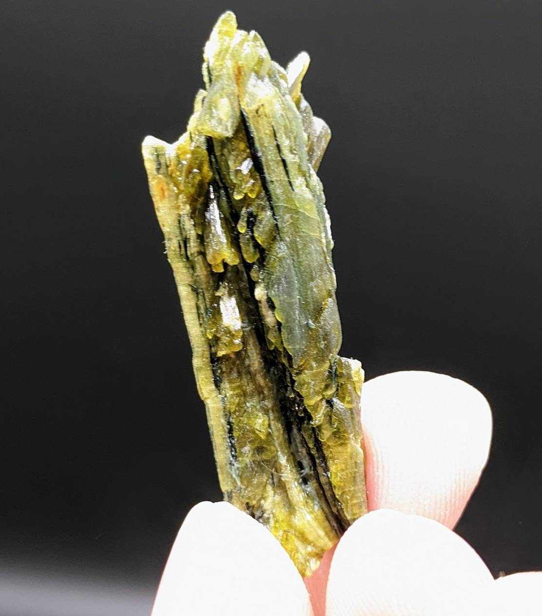 ARSAA GEMS AND MINERALSNatural aesthetic 6.8 grams Beautiful vertical green epidote crystal from KP Pakistan - Premium  from ARSAA GEMS AND MINERALS - Just $25.00! Shop now at ARSAA GEMS AND MINERALS