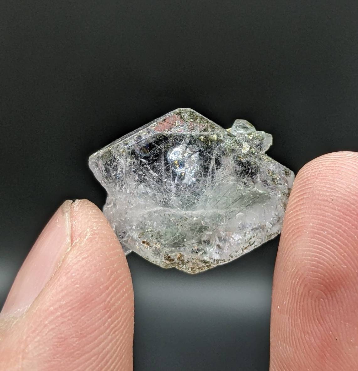 ARSAA GEMS AND MINERALSLight purple apatite single crystal with green basolite inclusion from KP Pakistan, 5.2 gram - Premium  from ARSAA GEMS AND MINERALS - Just $25.00! Shop now at ARSAA GEMS AND MINERALS
