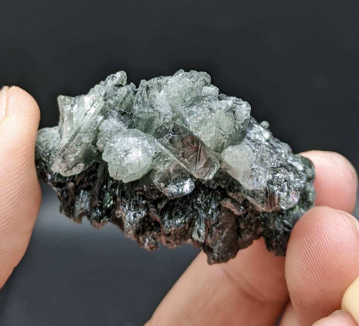 ARSAA GEMS AND MINERALSapatite cluster on matrix with green basolite inclusion from KP Pakistan, 28.6 gram - Premium  from ARSAA GEMS AND MINERALS - Just $25.00! Shop now at ARSAA GEMS AND MINERALS