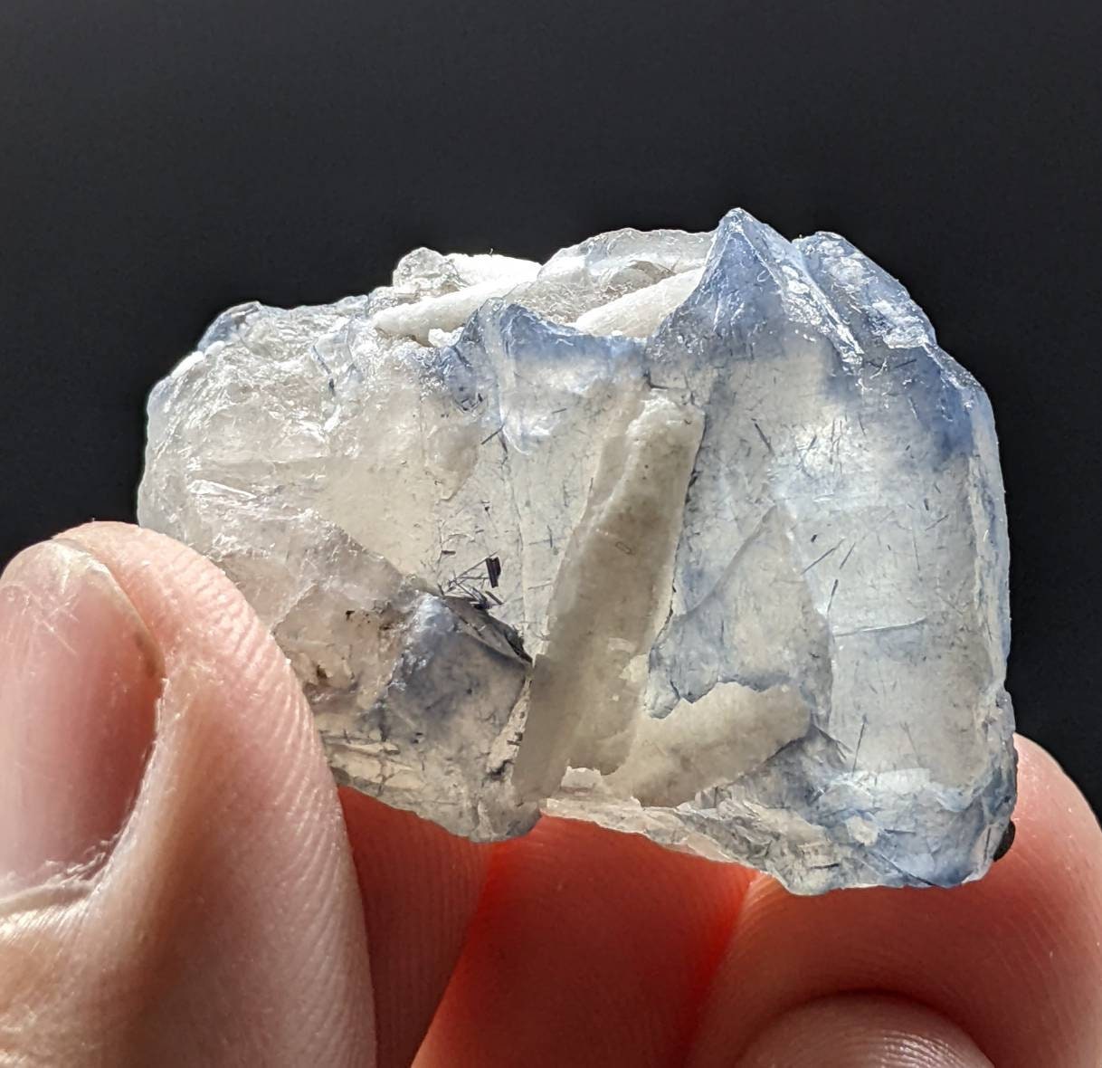 ARSAA GEMS AND MINERALSNatural rare indicolite blue quartz crystal with black tourmaline inclusion from Afghanistan, 16.1 grams - Premium  from ARSAA GEMS AND MINERALS - Just $35.00! Shop now at ARSAA GEMS AND MINERALS