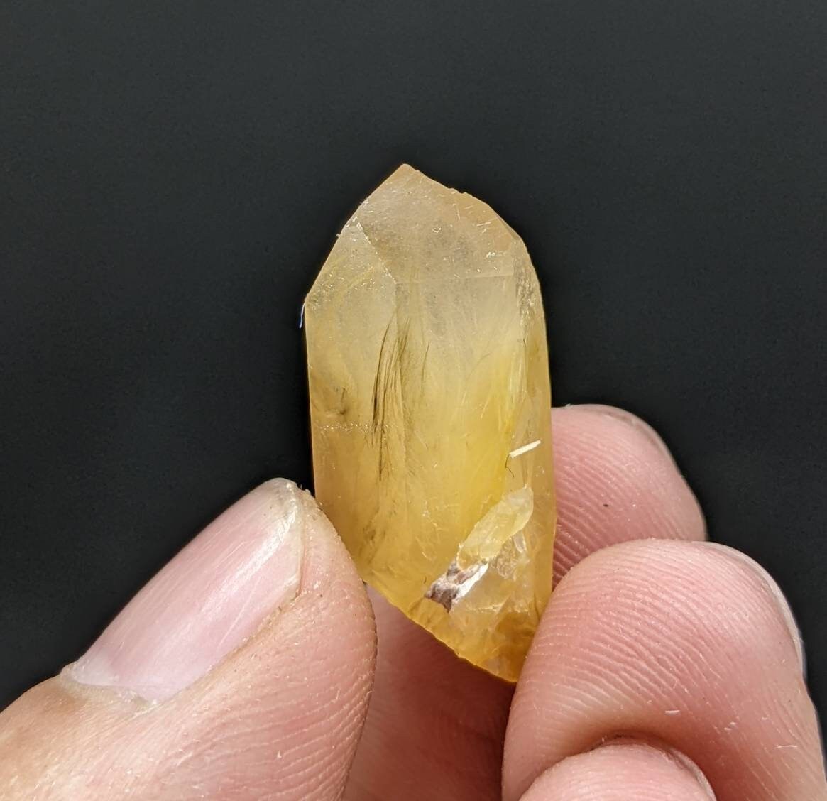 ARSAA GEMS AND MINERALSYellow color small thumbnail size natural amphibole quartz crystal from Baluchistan Pakistan, 4.1 grams - Premium  from ARSAA GEMS AND MINERALS - Just $15.00! Shop now at ARSAA GEMS AND MINERALS