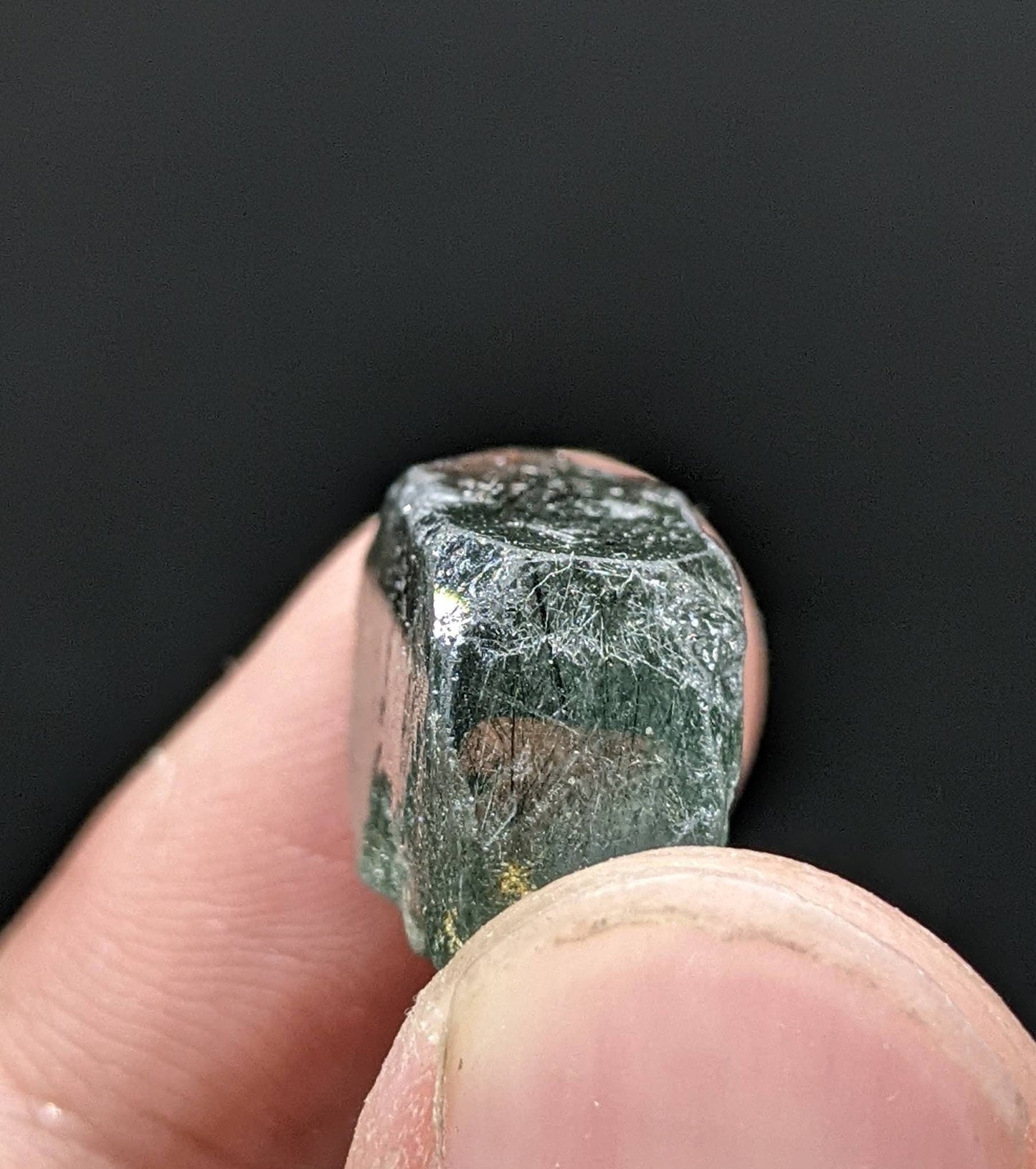 ARSAA GEMS AND MINERALSGreen Apatite with basolite inclusion transparent  crystal from Mohmand Agency KPK Pakistan, weight 6.3 grams - Premium  from ARSAA GEMS AND MINERALS - Just $20.00! Shop now at ARSAA GEMS AND MINERALS