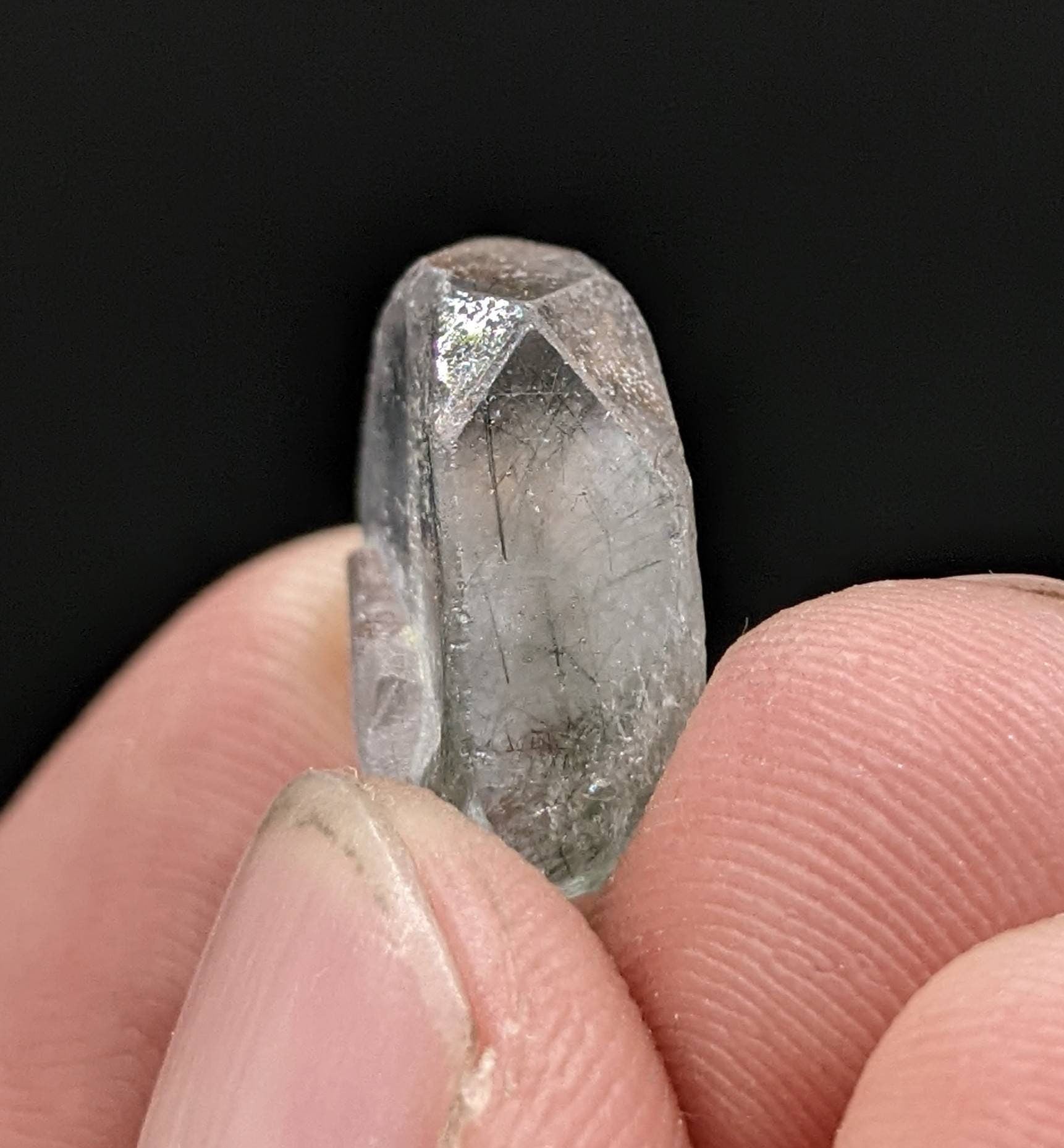 ARSAA GEMS AND MINERALSLight purple apatite single crystal with green basolite inclusion from KP Pakistan, 4 gram - Premium  from ARSAA GEMS AND MINERALS - Just $25.00! Shop now at ARSAA GEMS AND MINERALS
