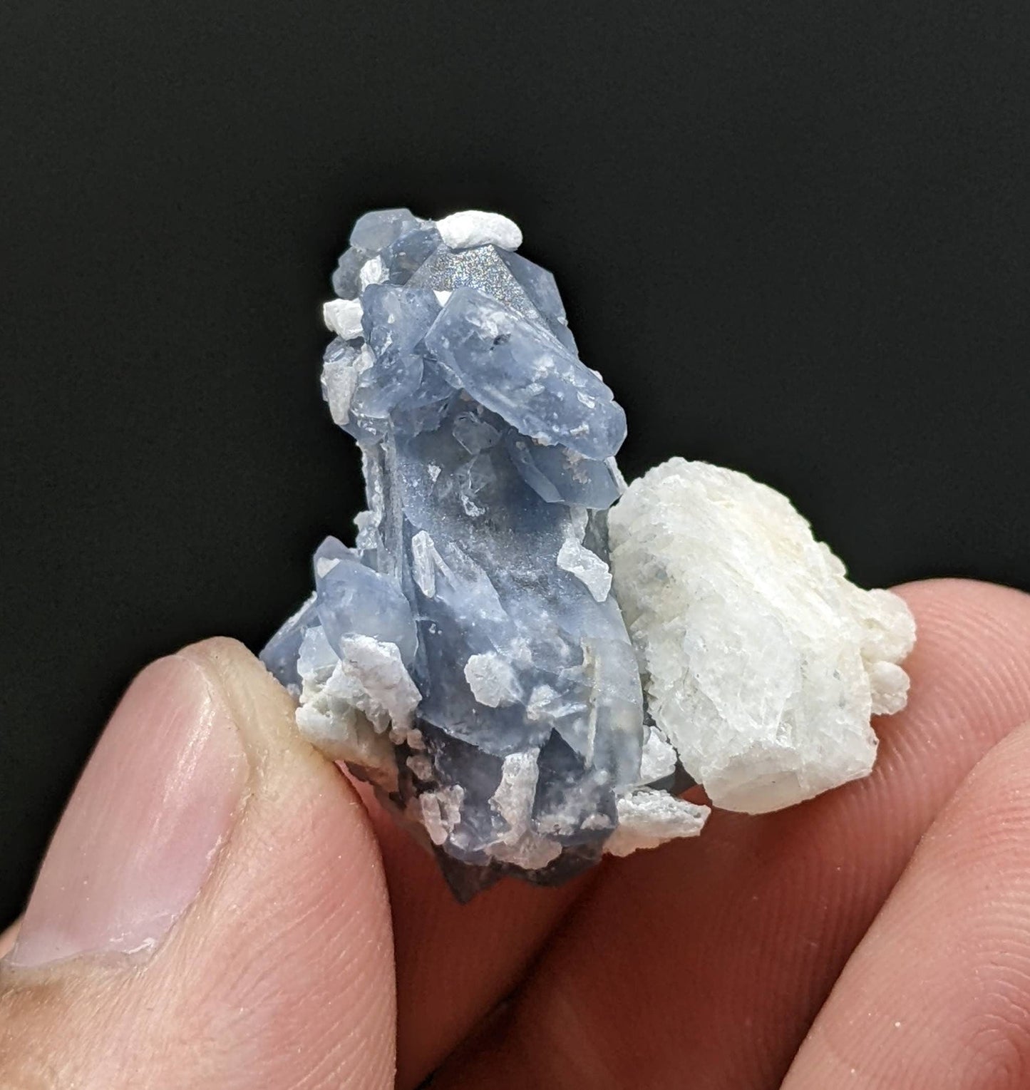 ARSAA GEMS AND MINERALSNatural rare indicolite blue quartz crystal with calcite from Afghanistan, 7.9 grams - Premium  from ARSAA GEMS AND MINERALS - Just $40.00! Shop now at ARSAA GEMS AND MINERALS