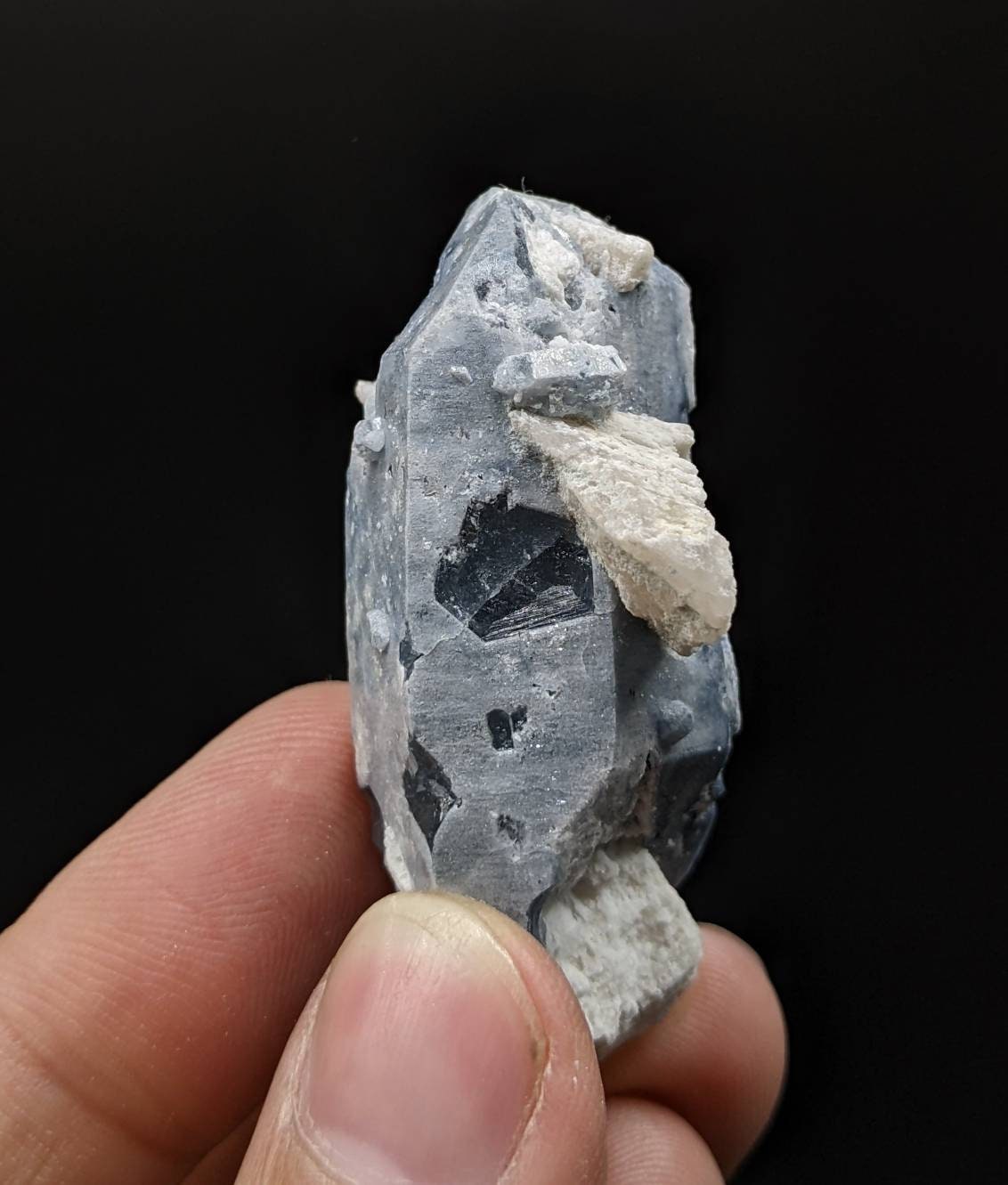 ARSAA GEMS AND MINERALSNatural rare indicolite blue quartz crystal with albite on matrix from Afghanistan, 26.6 grams - Premium  from ARSAA GEMS AND MINERALS - Just $45.00! Shop now at ARSAA GEMS AND MINERALS