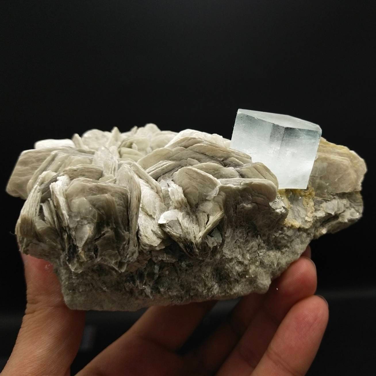 ARSAA GEMS AND MINERALSAquamarine crystal perfectly terminated on matrix Light blue color with muscovite from Pakistan, 621 grams - Premium  from ARSAA GEMS AND MINERALS - Just $400.00! Shop now at ARSAA GEMS AND MINERALS