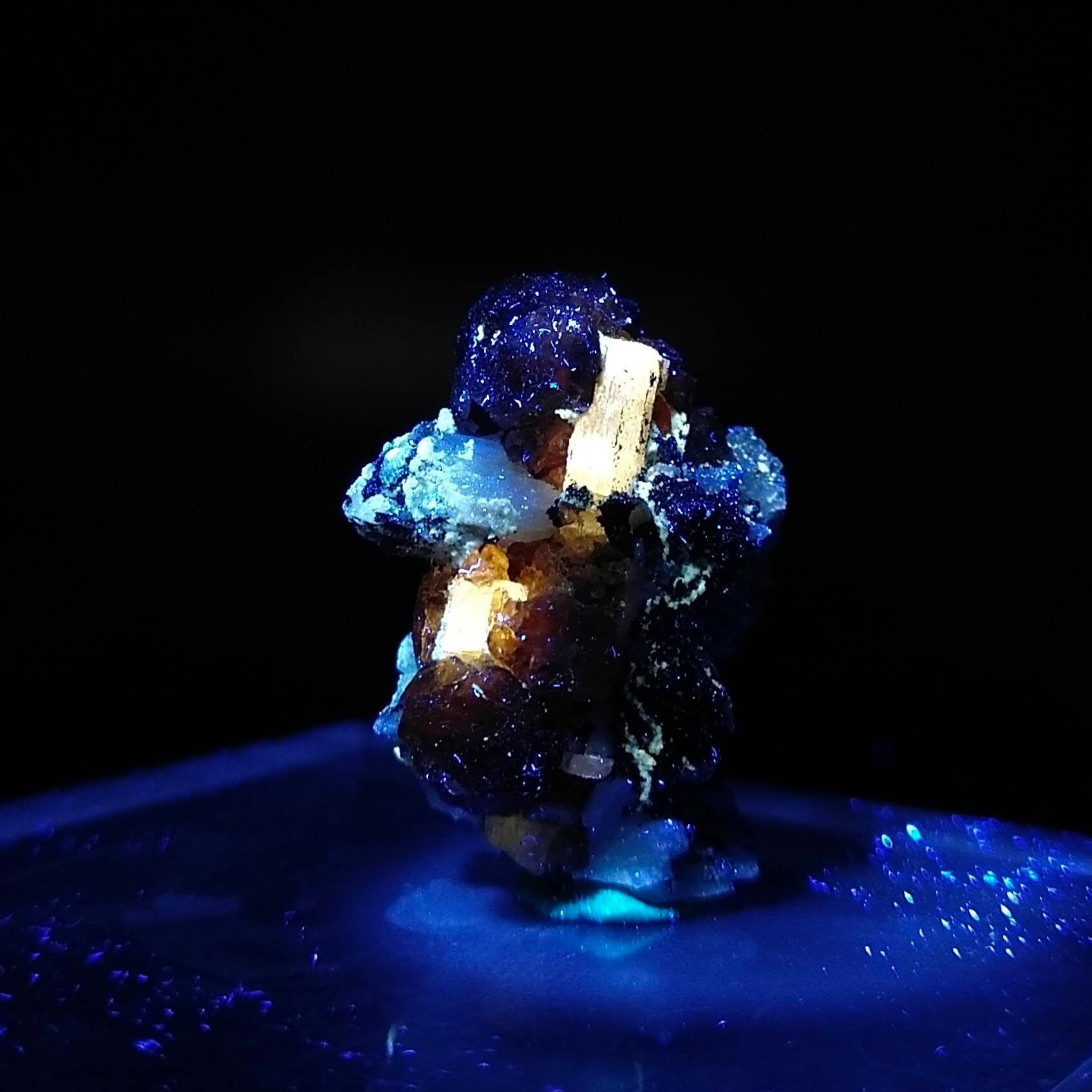ARSAA GEMS AND MINERALSAn aesthetic Specimen of spessartine garnet on matrix with uv reactive apatite crystal from Pakistan, 13.6 grams - Premium  from ARSAA GEMS AND MINERALS - Just $100.00! Shop now at ARSAA GEMS AND MINERALS