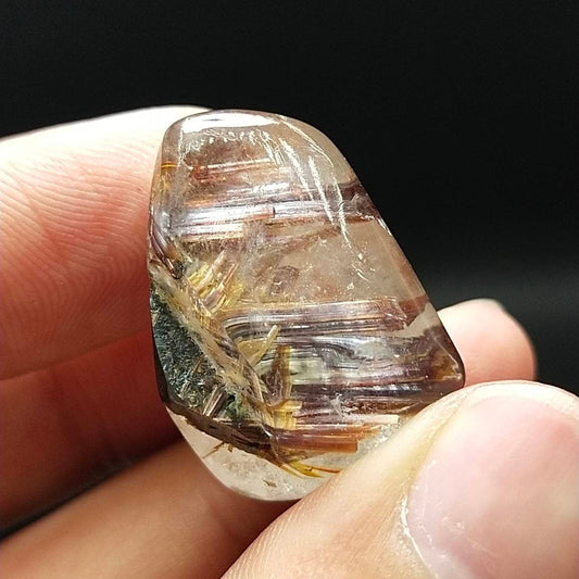 ARSAA GEMS AND MINERALSNatural rutile quartz with hematite inclusion polished tumble with nice rainbow, 13.6 grams - Premium  from ARSAA GEMS AND MINERALS - Just $40.00! Shop now at ARSAA GEMS AND MINERALS