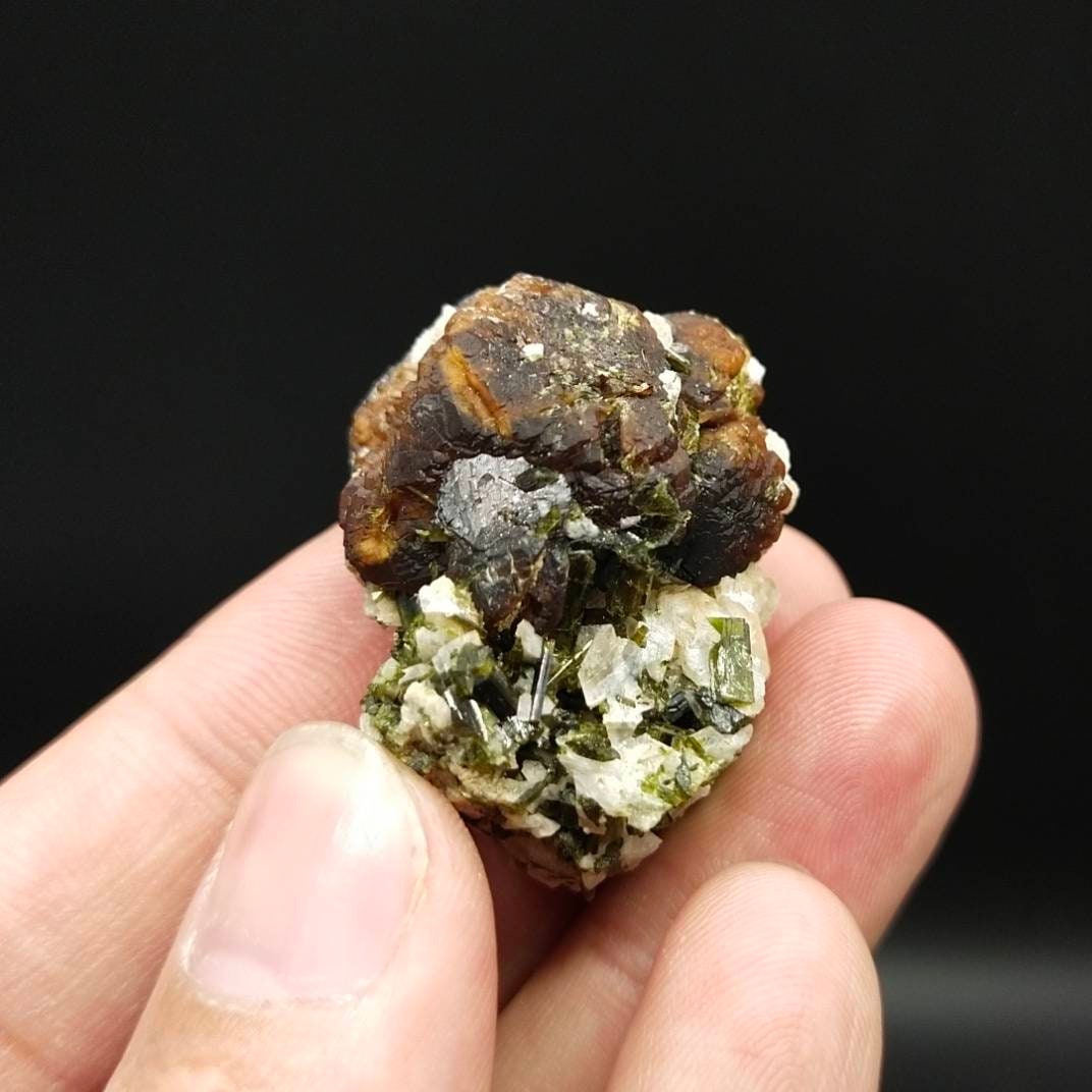 ARSAA GEMS AND MINERALSAndradite garnet crystal on matrix on albite with green epidote crystals from Pakistan, 26.8 grams - Premium  from ARSAA GEMS AND MINERALS - Just $45.00! Shop now at ARSAA GEMS AND MINERALS