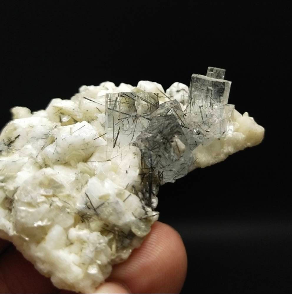 ARSAA GEMS AND MINERALSNatural albite cluster with aquamarine and black tourmaline crystals on matrix from Pakistan, 30 grams - Premium  from ARSAA GEMS AND MINERALS - Just $30.00! Shop now at ARSAA GEMS AND MINERALS