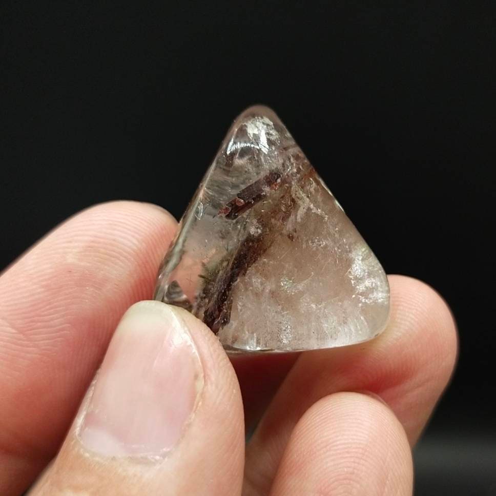 ARSAA GEMS AND MINERALSNatural rutile quartz with hematite inclusion polished tumble with nice rainbow, 13.6 grams - Premium  from ARSAA GEMS AND MINERALS - Just $40.00! Shop now at ARSAA GEMS AND MINERALS