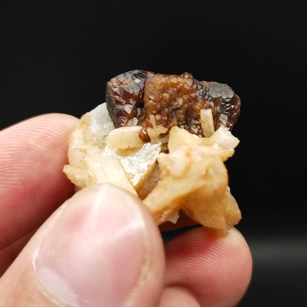 ARSAA GEMS AND MINERALSAndradite garnet crystal on matrix on flower of albite from Pakistan, 17.8 grams - Premium  from ARSAA GEMS AND MINERALS - Just $45.00! Shop now at ARSAA GEMS AND MINERALS
