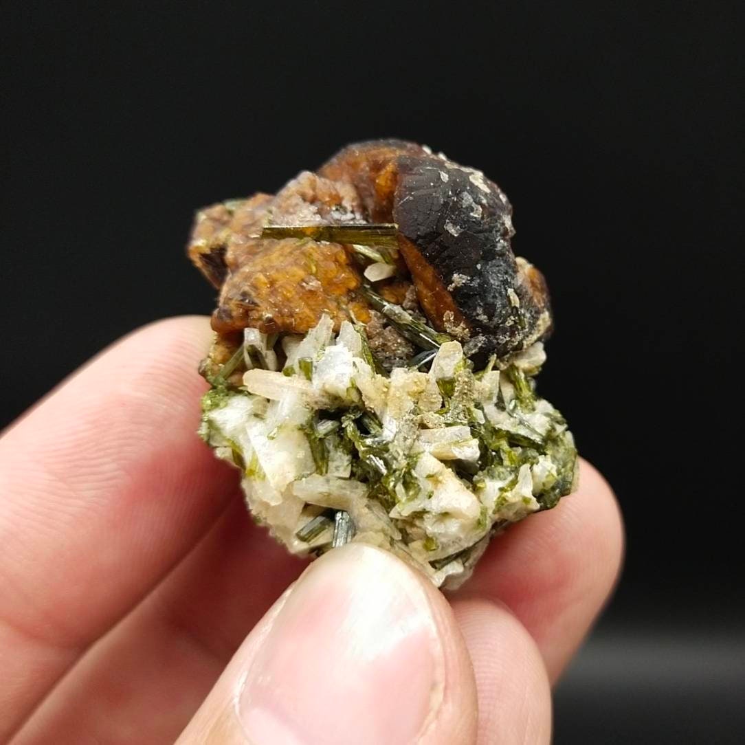 ARSAA GEMS AND MINERALSAndradite garnet crystal on matrix on albite with green epidote crystals from Pakistan, 26.8 grams - Premium  from ARSAA GEMS AND MINERALS - Just $45.00! Shop now at ARSAA GEMS AND MINERALS