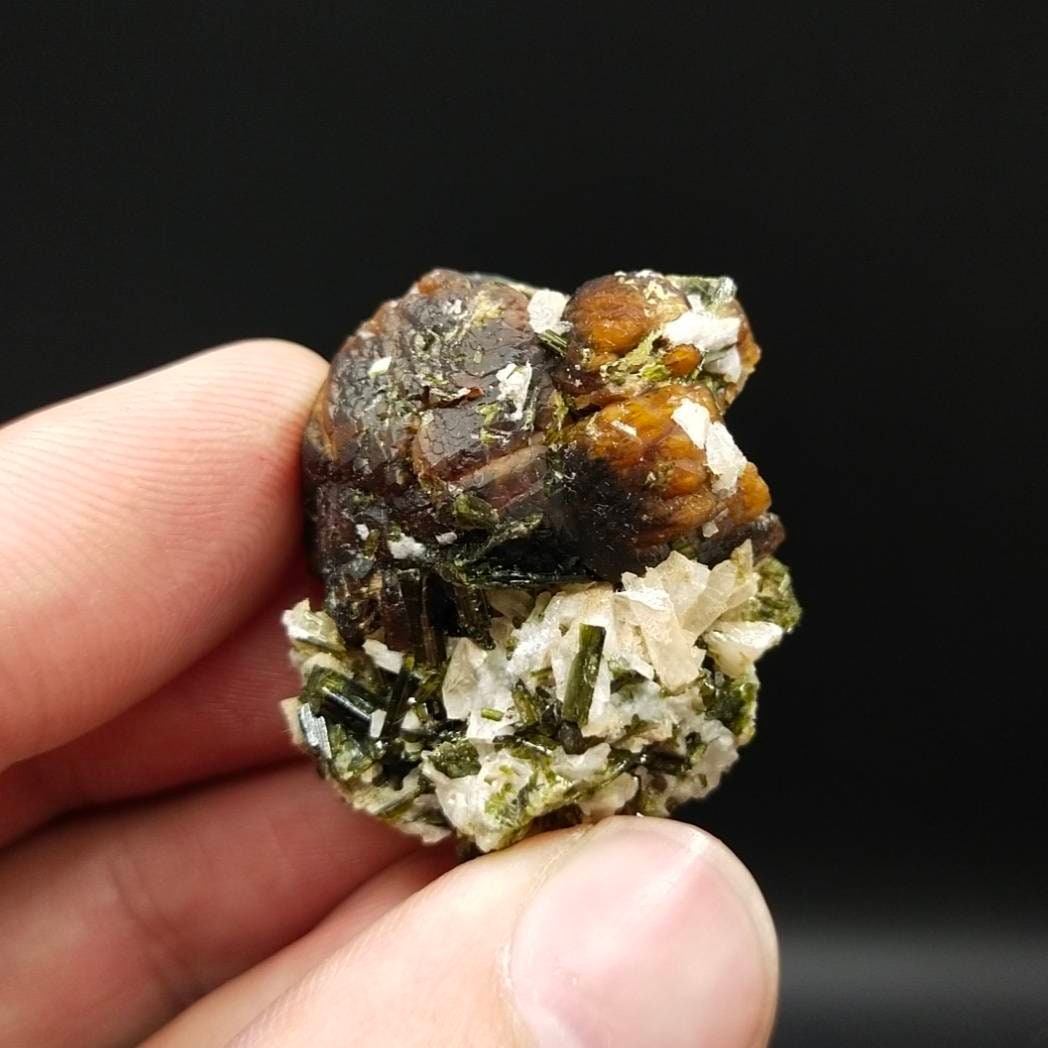 ARSAA GEMS AND MINERALSAndradite garnet crystal on matrix on albite with green epidote crystals from Pakistan, 26.8 grams - Premium  from ARSAA GEMS AND MINERALS - Just $45.00! Shop now at ARSAA GEMS AND MINERALS