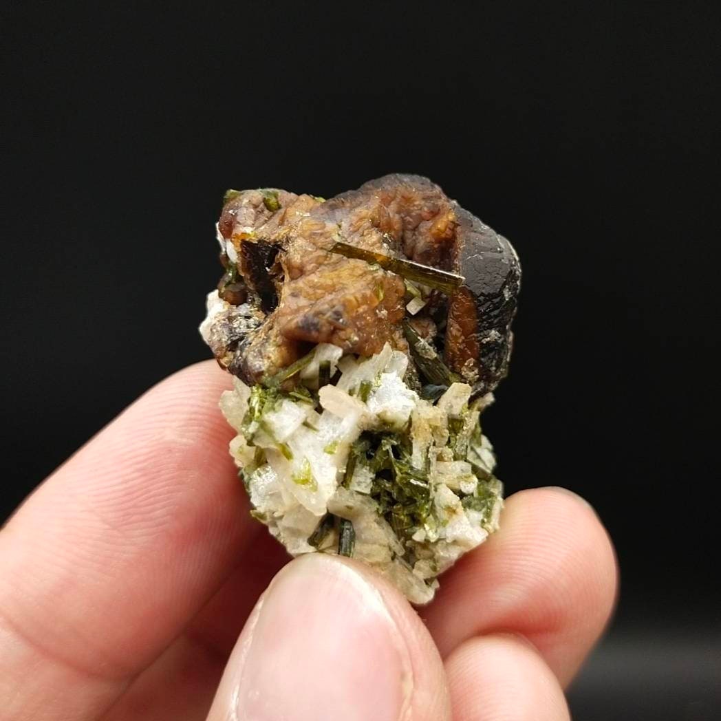ARSAA GEMS AND MINERALSAndradite garnet crystal on matrix on albite with green epidote crystals from Pakistan, 26.8 grams - Premium  from ARSAA GEMS AND MINERALS - Just $45.00! Shop now at ARSAA GEMS AND MINERALS