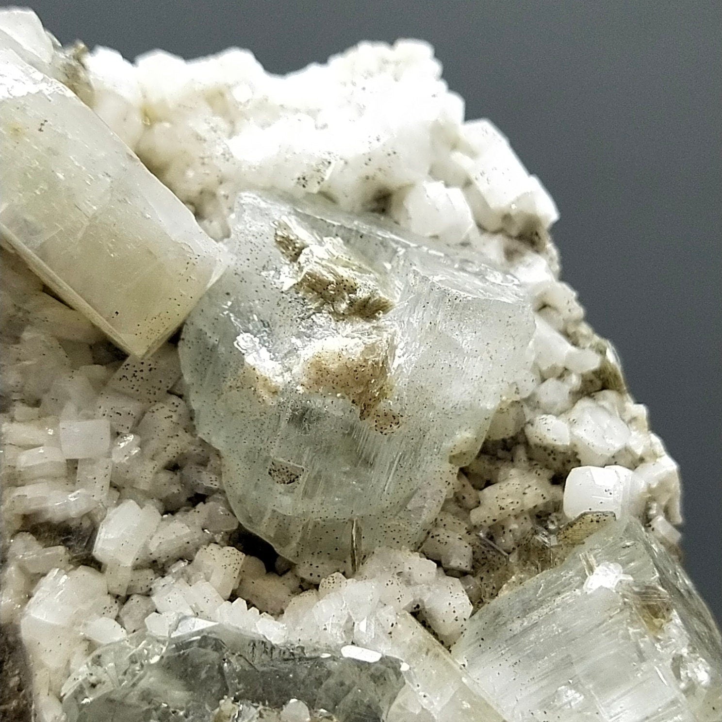 ARSAA GEMS AND MINERALSNatural clear aquamarine crystal with uv reactive apatite crystals on matrix on albite with muscovite from Pakistan, 203 grams - Premium  from ARSAA GEMS AND MINERALS - Just $300.00! Shop now at ARSAA GEMS AND MINERALS