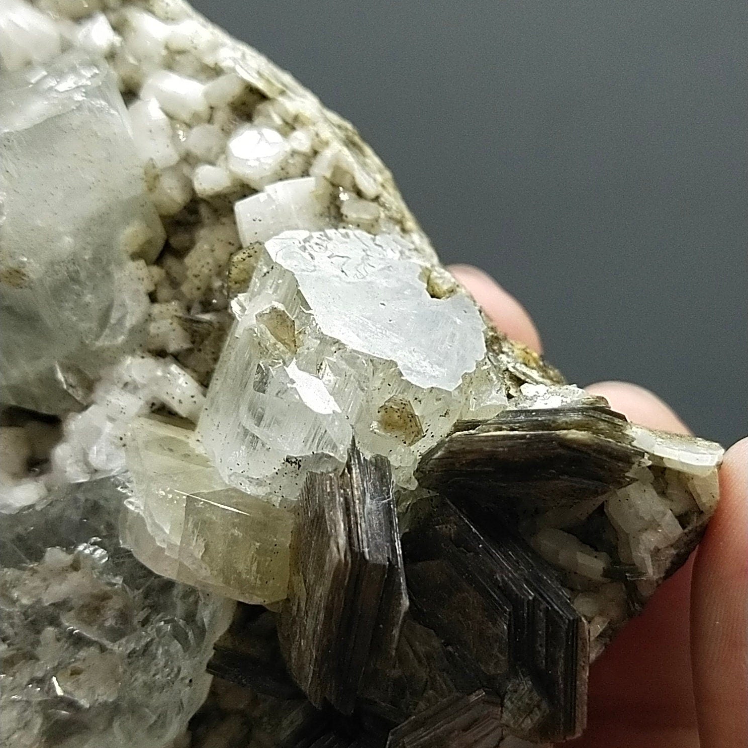 ARSAA GEMS AND MINERALSNatural clear aquamarine crystal with uv reactive apatite crystals on matrix on albite with muscovite from Pakistan, 203 grams - Premium  from ARSAA GEMS AND MINERALS - Just $300.00! Shop now at ARSAA GEMS AND MINERALS
