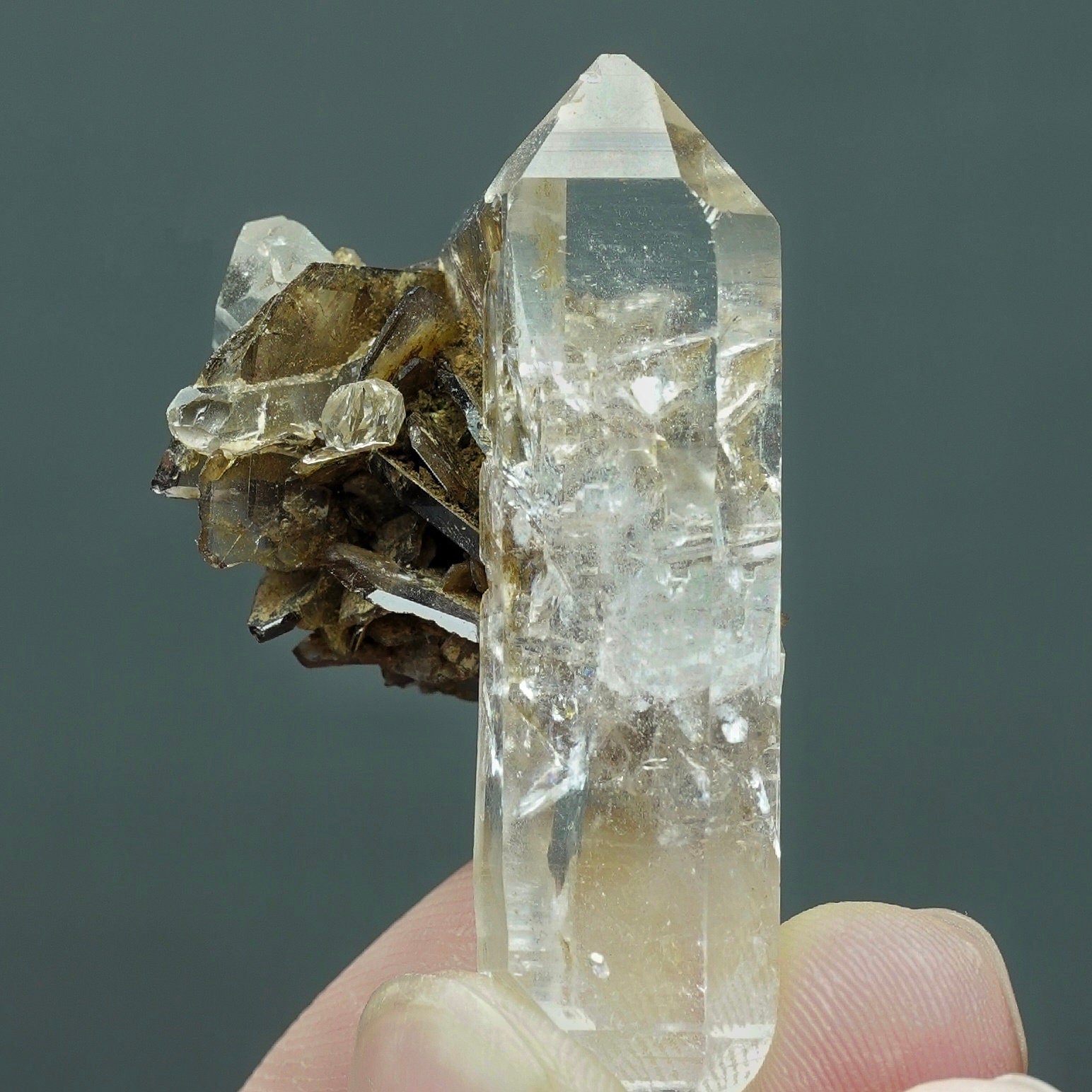 ARSAA GEMS AND MINERALSRare Quartz double terminated with on matrix clear axinite cluster from Mohmand Agency KPK Pakistan, weight 19.3 grams - Premium  from ARSAA GEMS AND MINERALS - Just $60.00! Shop now at ARSAA GEMS AND MINERALS