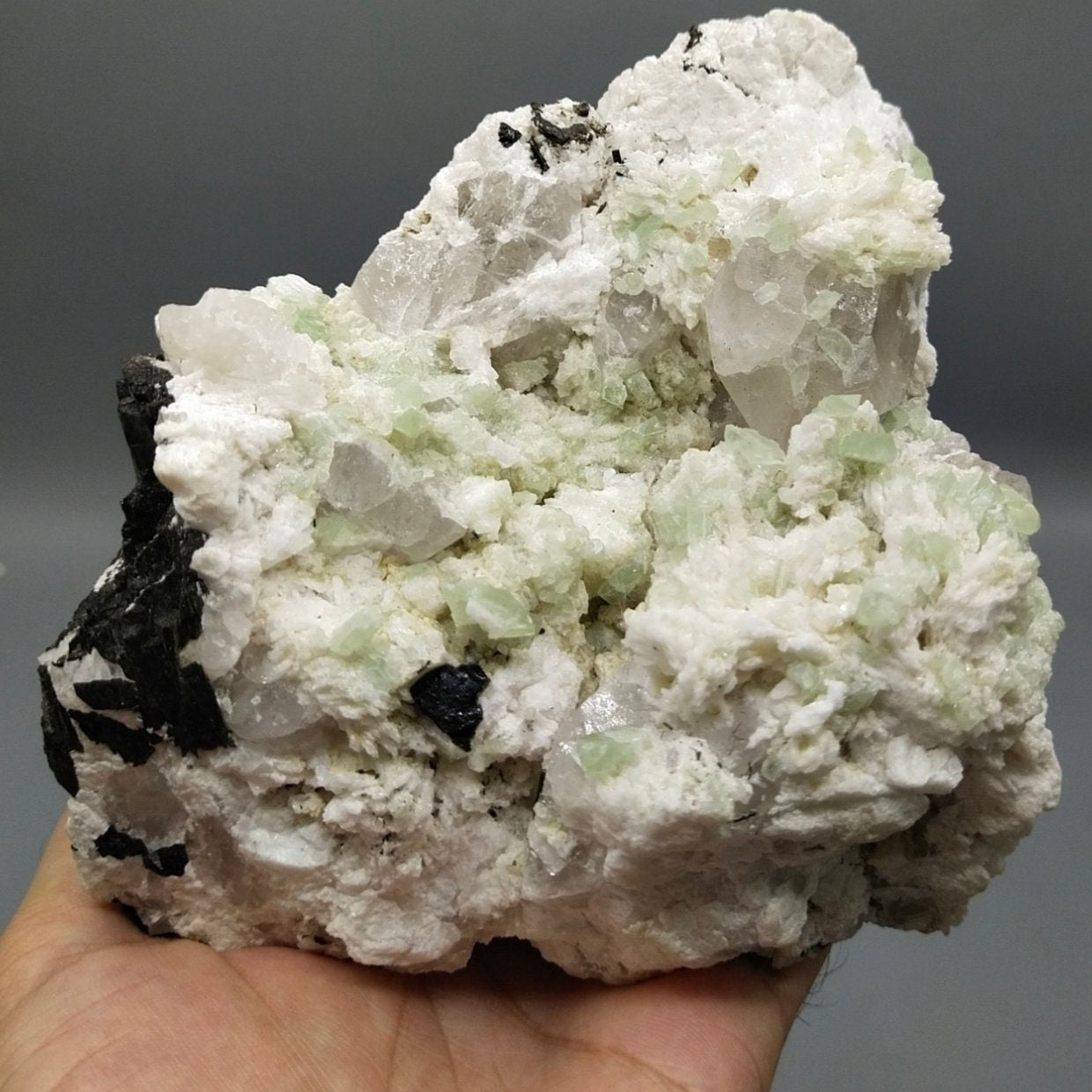 ARSAA GEMS AND MINERALSVery rare specimen of numerous light green hydroxylherderite on matrix with quartz and Albite from Skardu, Pakistan, 1430 grams - Premium  from ARSAA GEMS AND MINERALS - Just $300.00! Shop now at ARSAA GEMS AND MINERALS